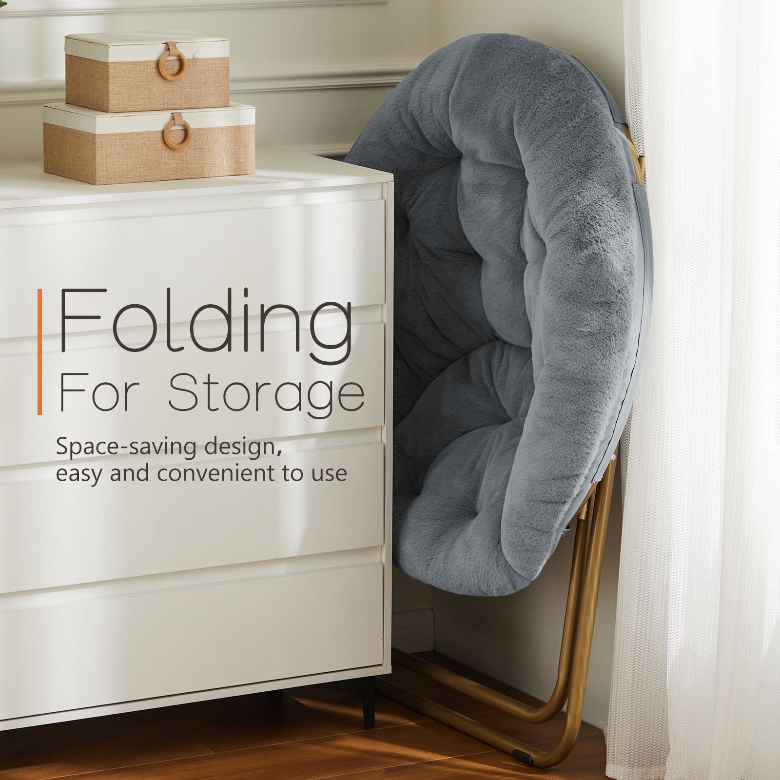 Comfortable disc chairs faux fur furniture bedroom living room adult size white