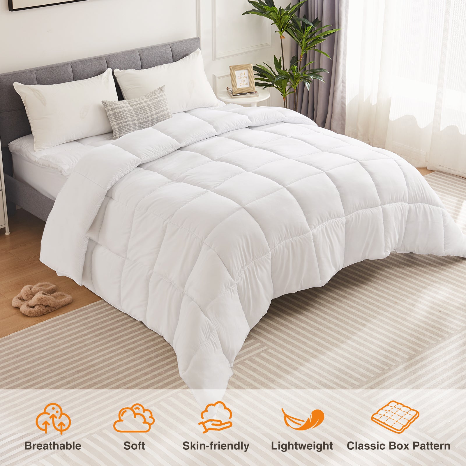 Four Season Universal Down Comforter- Soft and Fluffy Bedding, Lightweight and Luxurious Down Comforter