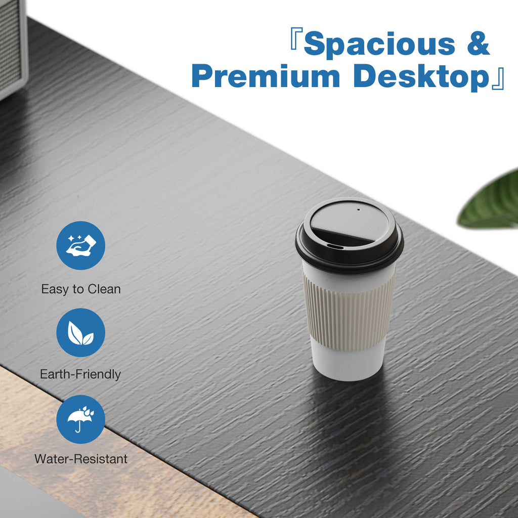 Computer Desk with Drawers 55 Inch Home Office Desk Writing Desk Work Desk PC Table Study Desk with 2-Tier Drawers Storage Shelf Side Hook