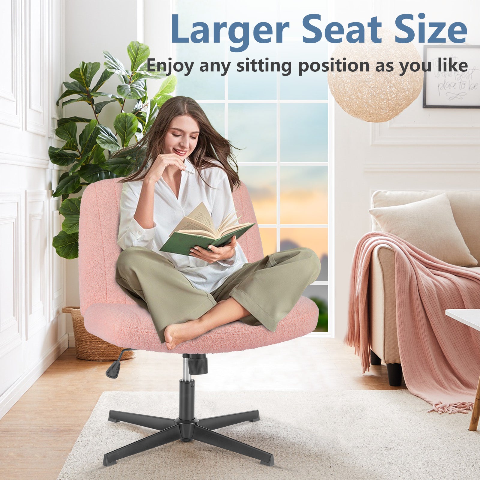 Cross-Legged Chair,No Wheels Armless Swivel Home Office Chair
