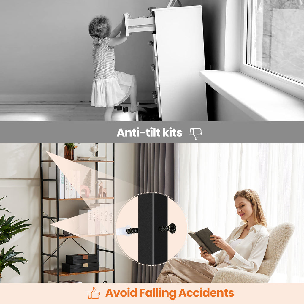 5 Tiers Bookshelf, Classically Modern Book Shelf, Book Rack, Storage Rack Shelves in Living Room/Home/Office
