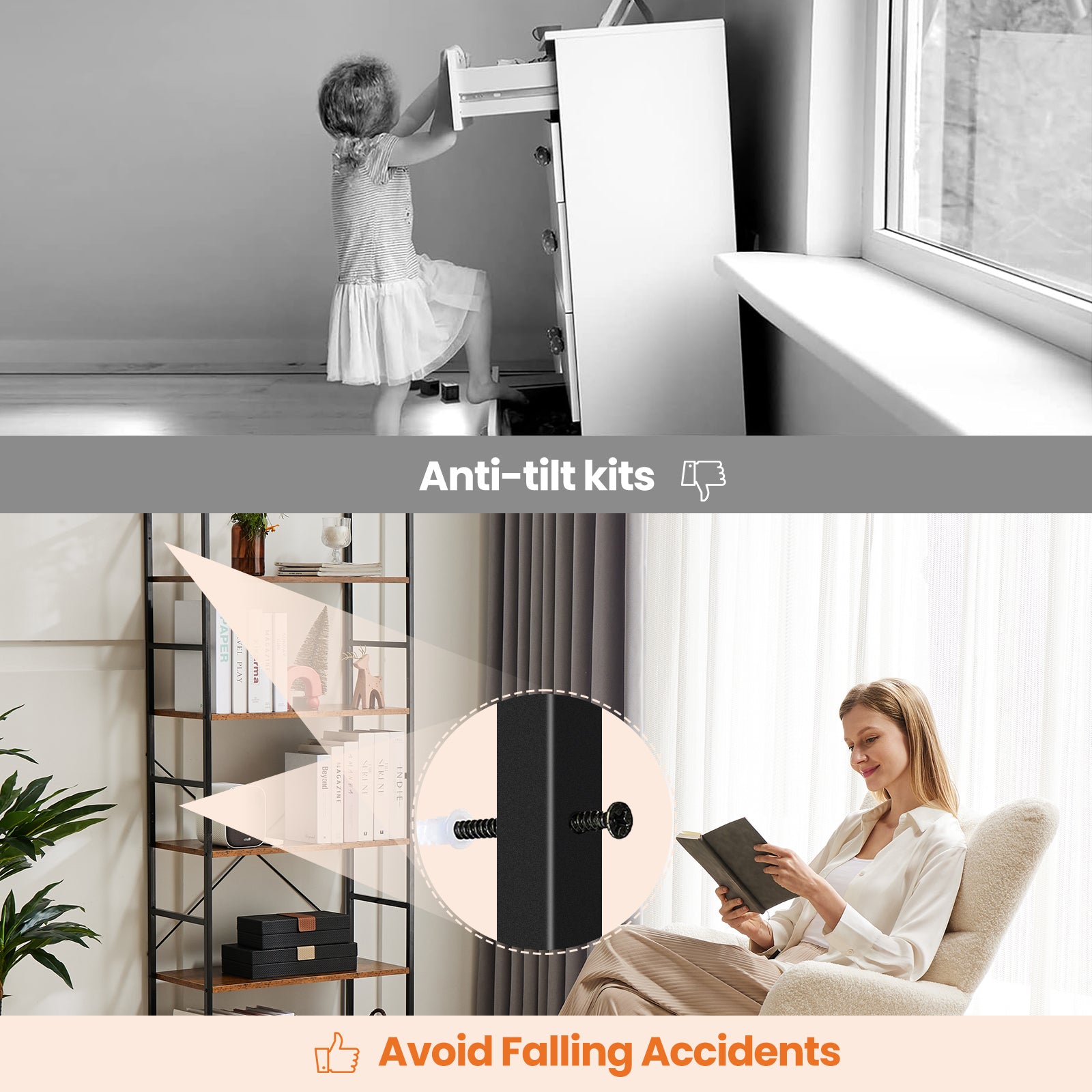 5 Tiers Bookshelf, Classically Modern Book Shelf, Book Rack, Storage Rack Shelves in Living Room/Home/Office