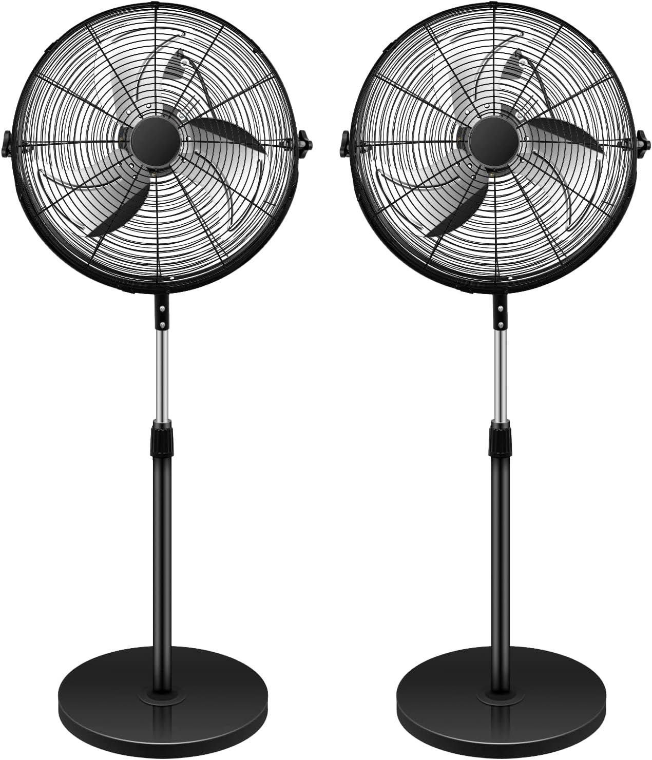 Pedestal Standing Fan, High Velocity, Heavy Duty Metal For Industrial, Commercial, Residential, Greenhouse Use, Black