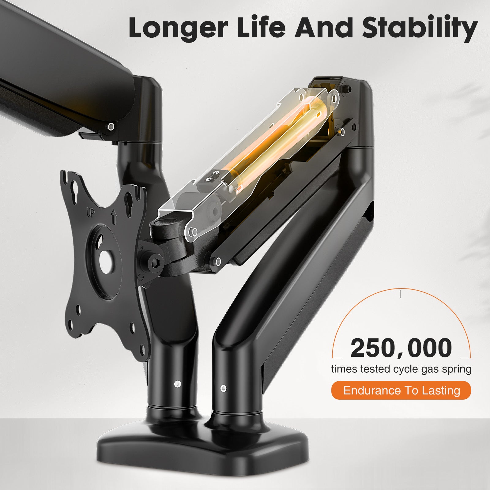 Dual Monitor Stand Arm, Gas Spring 2 Monitor Desk Mount Adjustable Height Swivel VESA Bracket with Clamp and Grommet Base Fits 13-32 inch