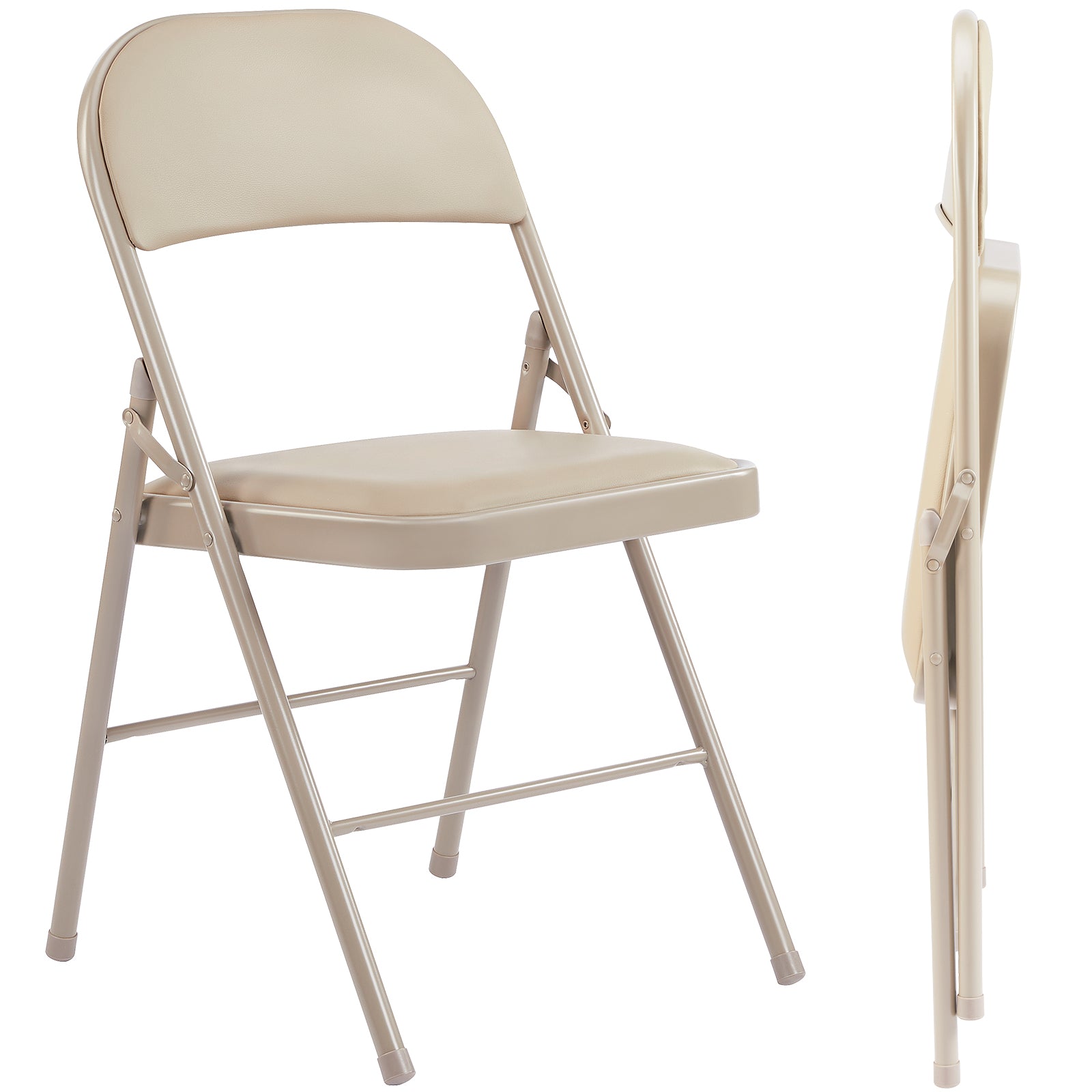 Folding Chair, Leather Padded Folding Chairs, Easy to Use and Store, Outdoor and Indoor, for Home, Office, Party, Comfy, Black