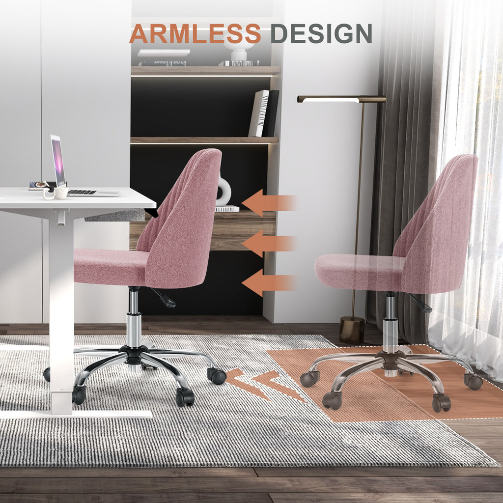 Modern Fabric Armless Adjustable Swivel Office Desk Chairs with Wheels