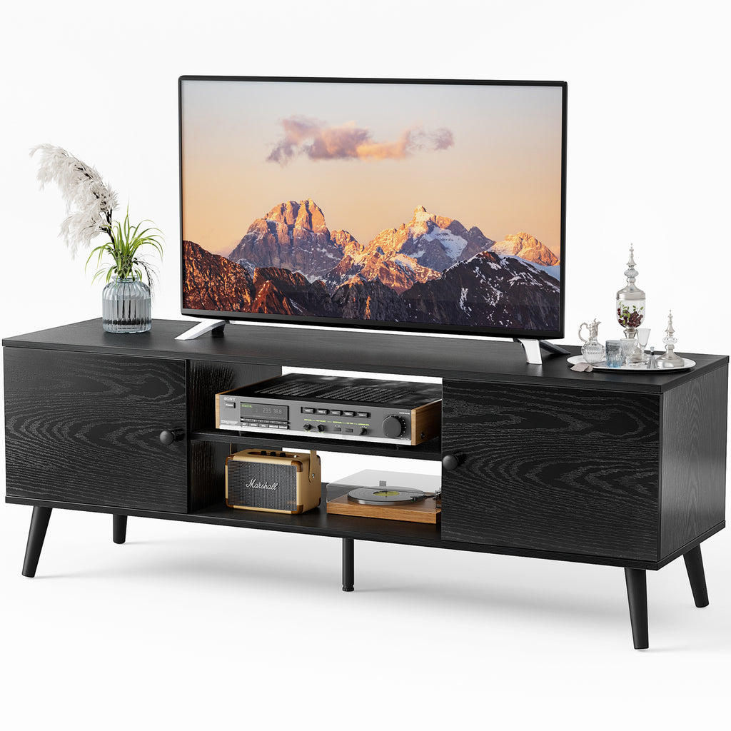 Panel TV cabinet can store black cabinets, suitable for home living room office TV cabinet