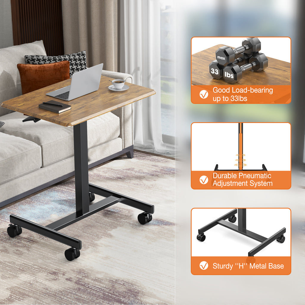 Adjustable Rolling Desk Laptop Computer Cart for Home, Office, Classroom,Overbed Table