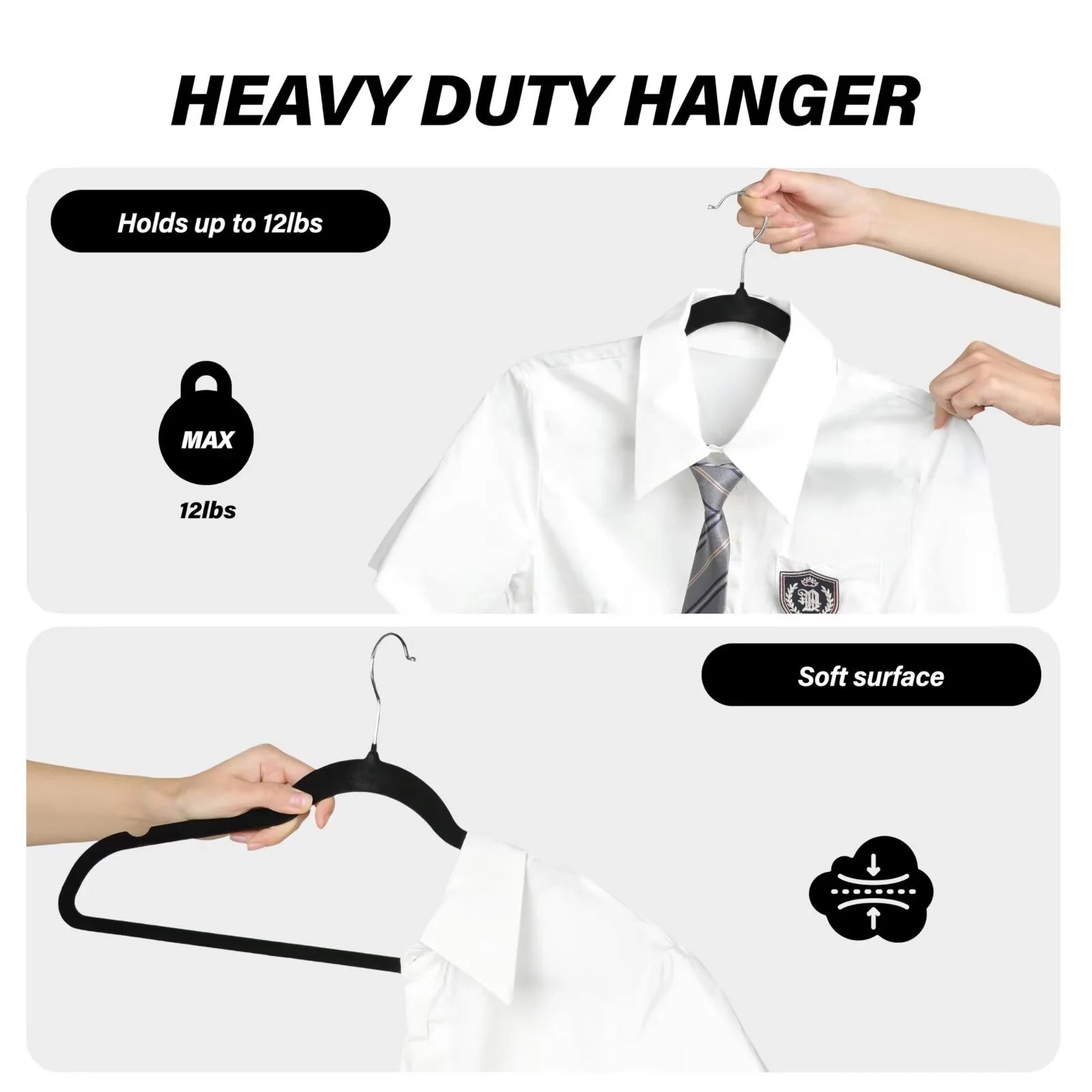 Velvet Hangers 30 Pack, Space Saving Clothes Hangers for Closet, Non-Slip Heavy Duty Coat Hangers for Pants, Shirt, Sweater, Suit & Dress Clothing with 360° Swivel Hook, Black