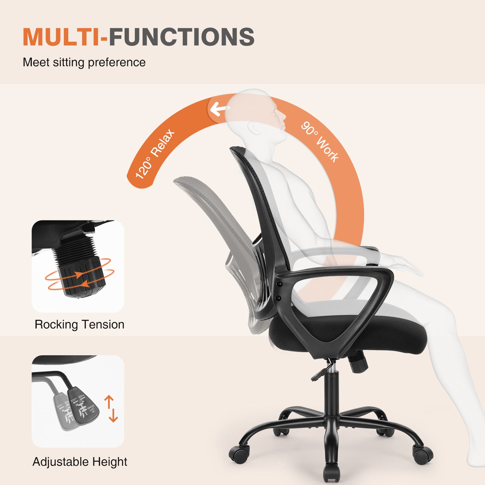 Tall Office Chair for Standing Desk with Adjustable Foot Ring,Counter Height Office Chairs