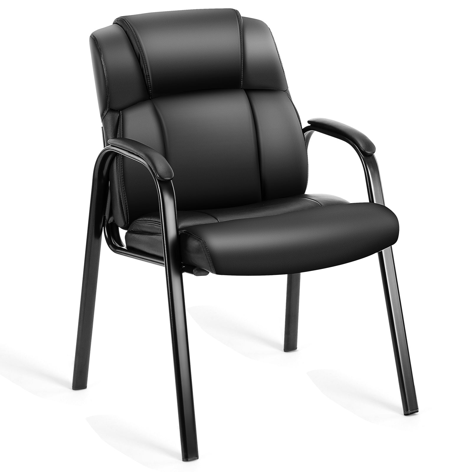 PU Leather Conference Room Reception Chairs with Padded Arms,No Wheels Executive Office Chair