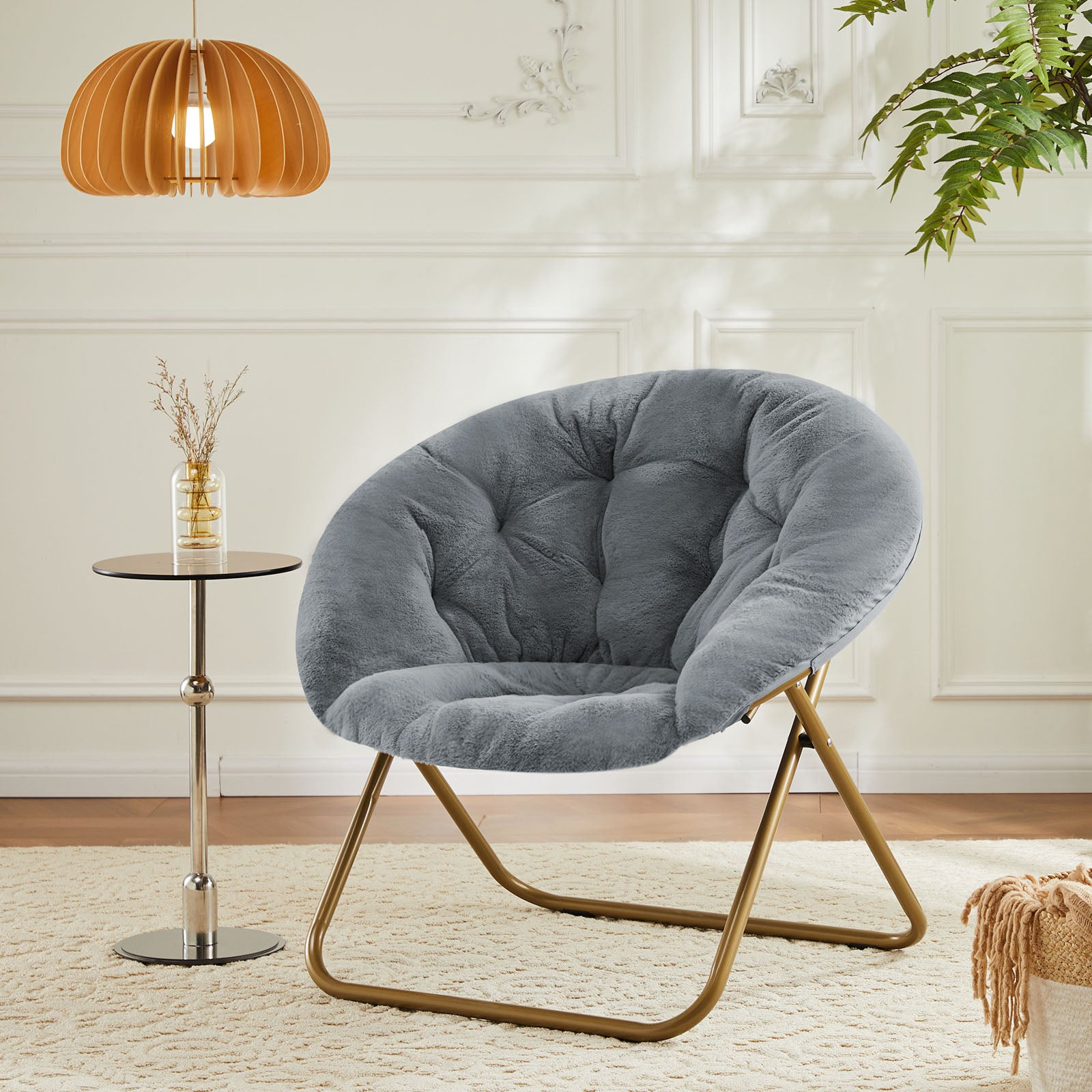 Comfortable disc chairs faux fur furniture bedroom living room adult size white