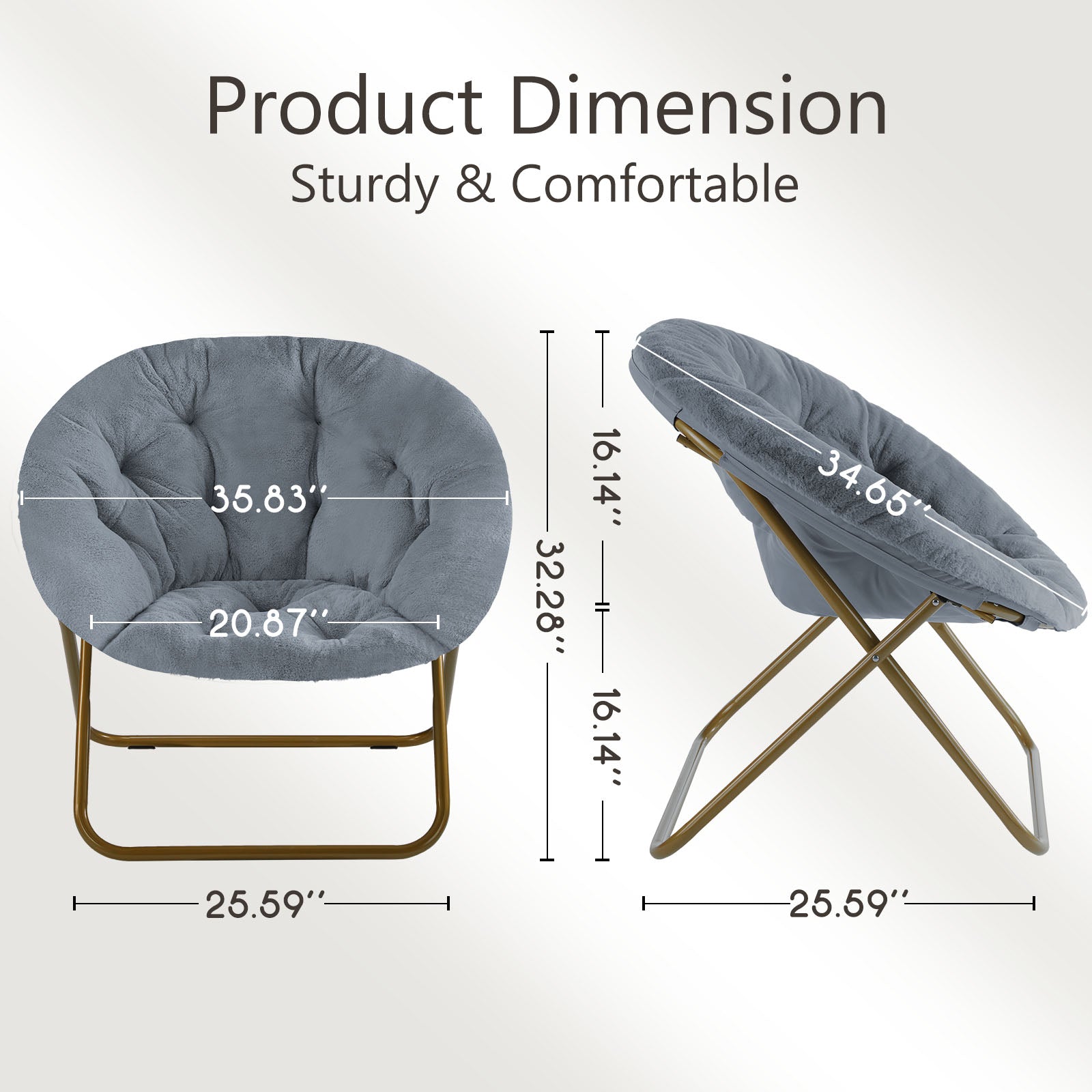 Comfortable disc chairs faux fur furniture bedroom living room adult size white