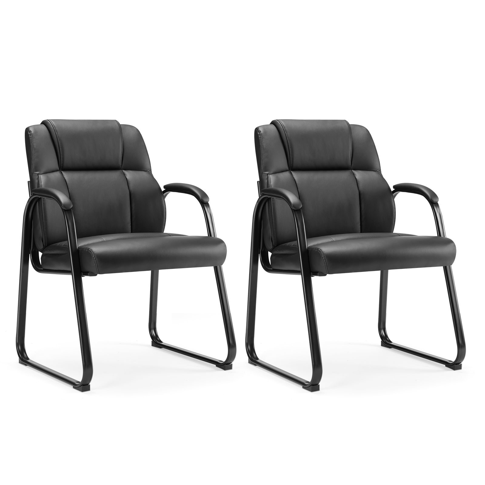 Waiting Room Chairs, Office Desk Guest Chair with Padded Arms for Elderly Home Reception Area Conference Room Lobby Side, Big and Tall PU Leather