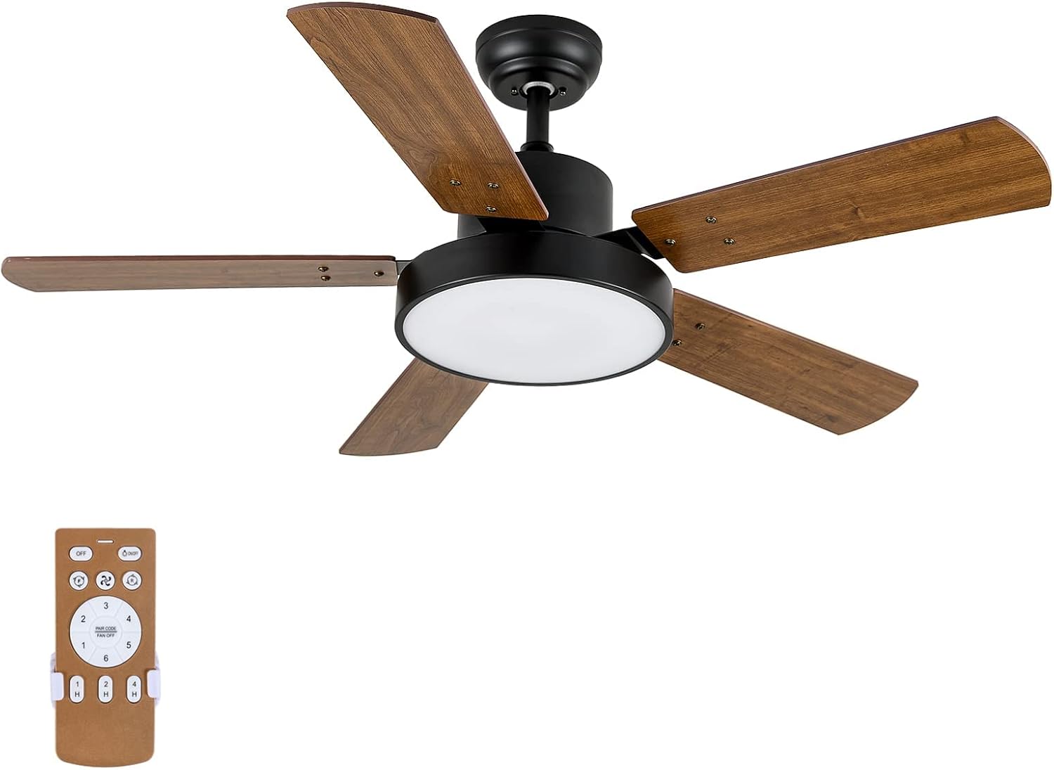 Ceiling Fans with Lights and Remote, Outdoor Ceiling Fans for Patios with Light, Easy to Install Ceiling Fan with Reversible Motor and Wooden Blade for All Seasons