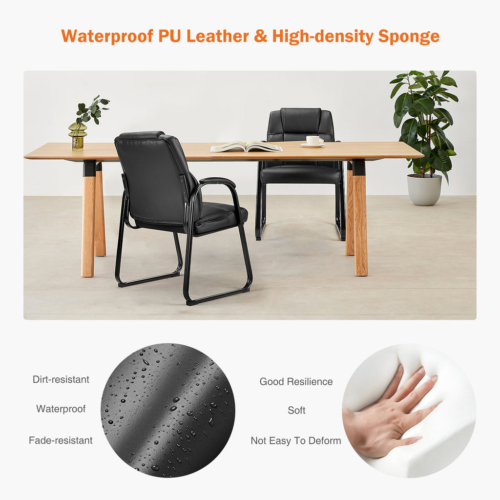 Waiting Room Chairs, Office Desk Guest Chair with Padded Arms for Elderly Home Reception Area Conference Room Lobby Side, Big and Tall PU Leather