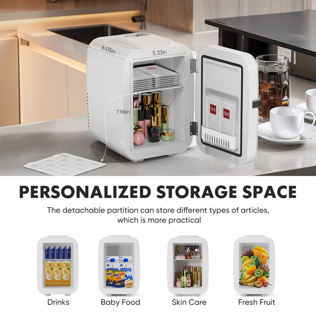 Mini refrigerator 4L/6 cans, portable compact refrigerator skincare, food and beverage
