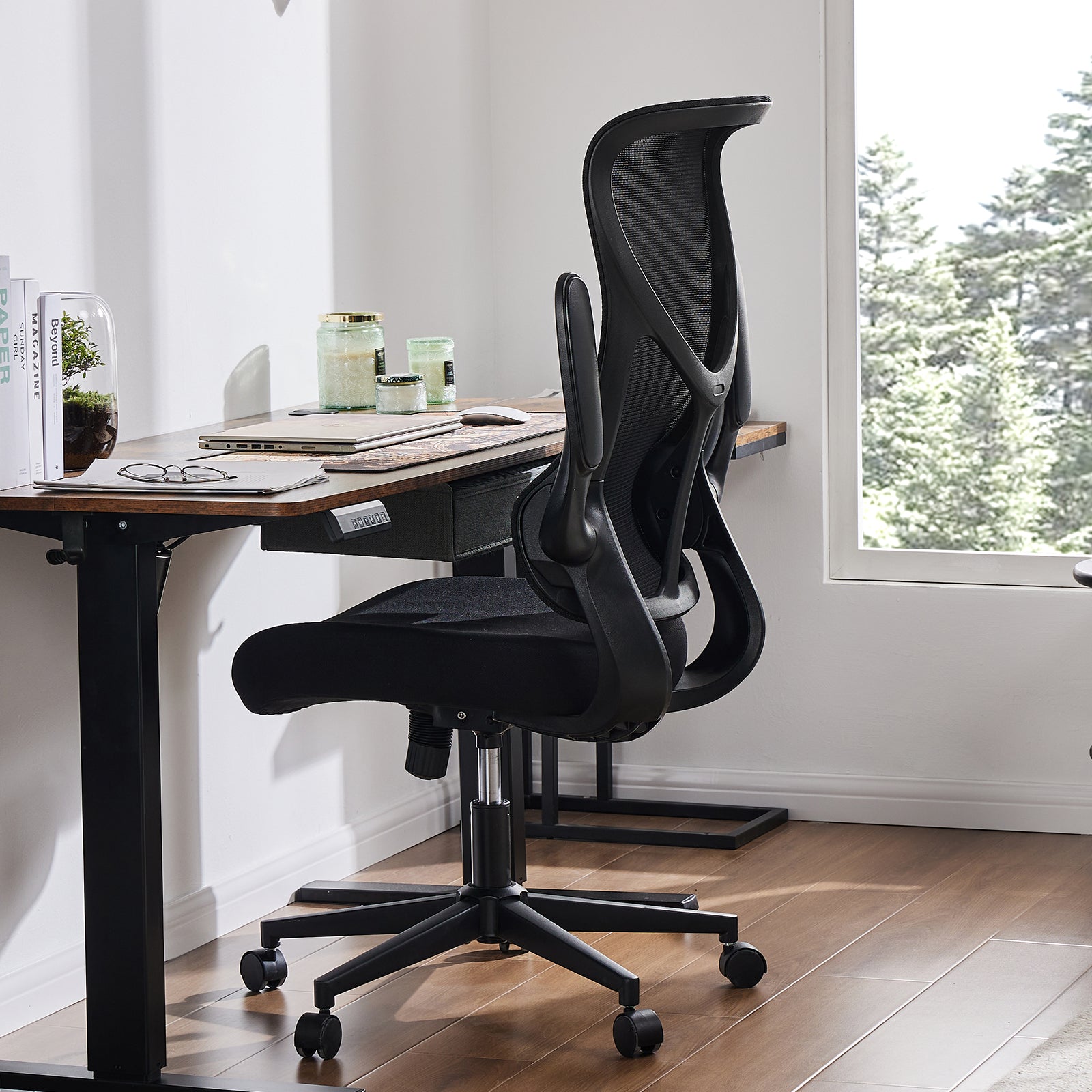 Ergonomic Computer Mesh Chair with Flip-up Armrests,Lumbar Support, Backrest for Home Office