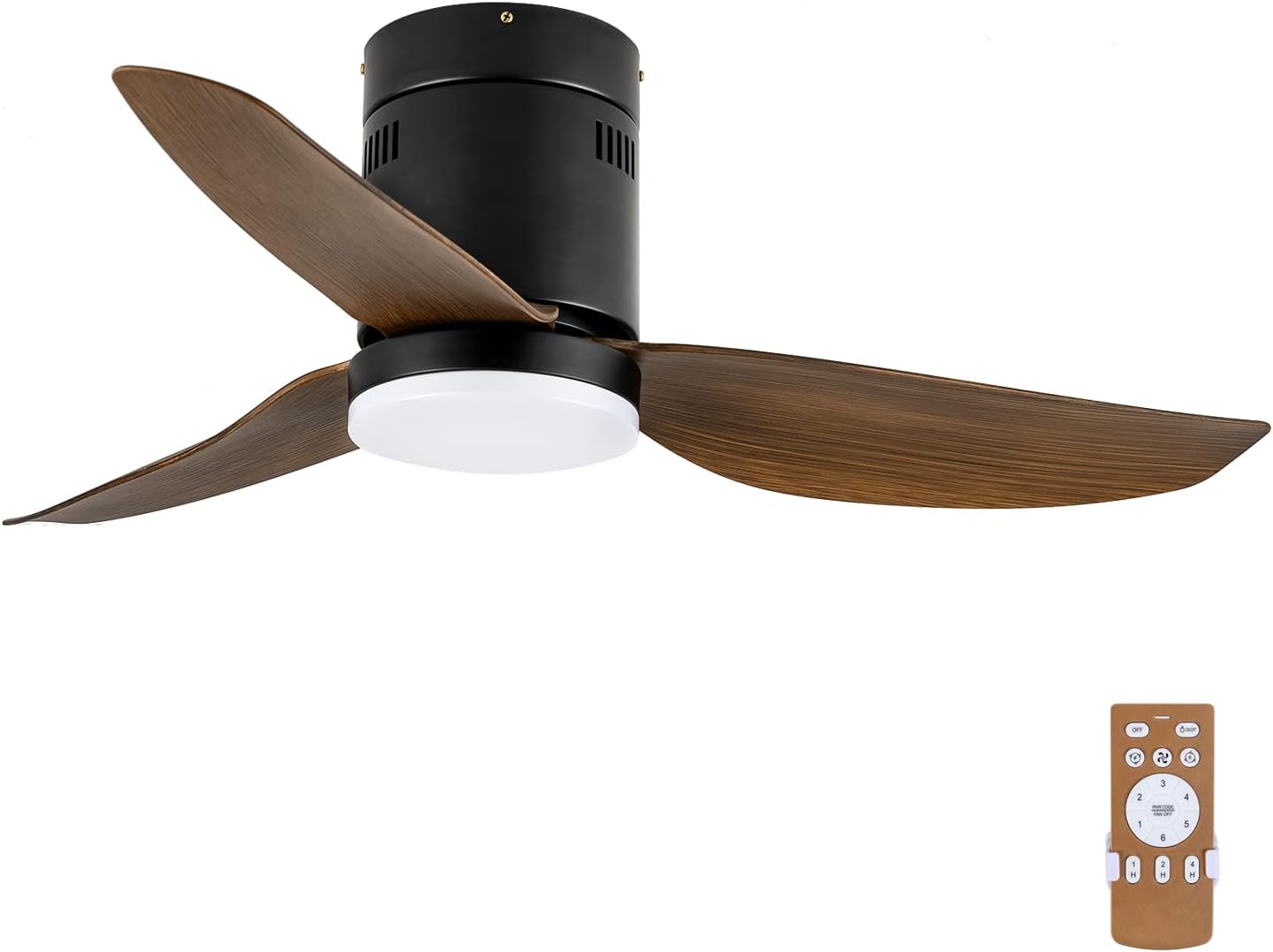 Ceiling Fans with Lights and Remote, Outdoor Ceiling Fans for Patios with Light, Easy to Install Ceiling Fan with Reversible Motor and Wooden Blade for All Seasons