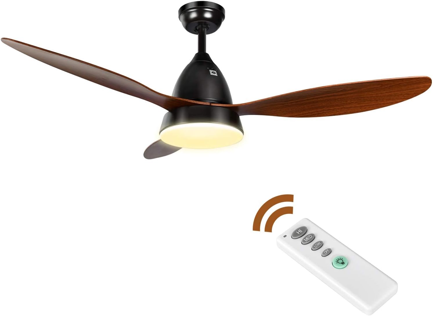 Ceiling Fans with Lights and Remote, Outdoor Ceiling Fans for Patios with Light, Easy to Install Ceiling Fan with Reversible Motor and Wooden Blade for All Seasons