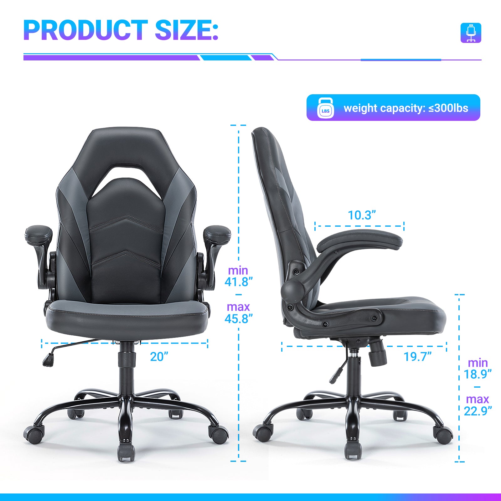 PU Leather Ergonomic Office Chair Swivel Computer Gaming Chair with Lumbar Support
