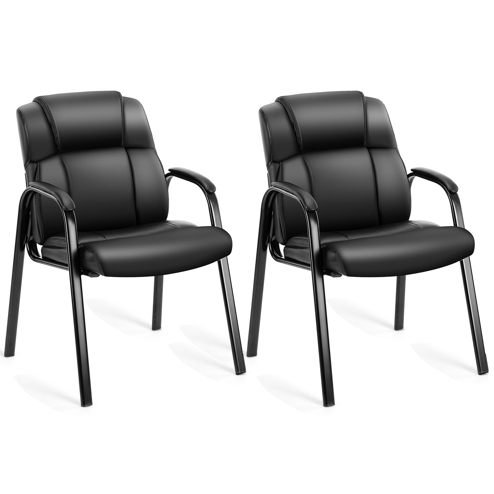 PU Leather Conference Room Reception Chairs with Padded Arms,No Wheels Executive Office Chair