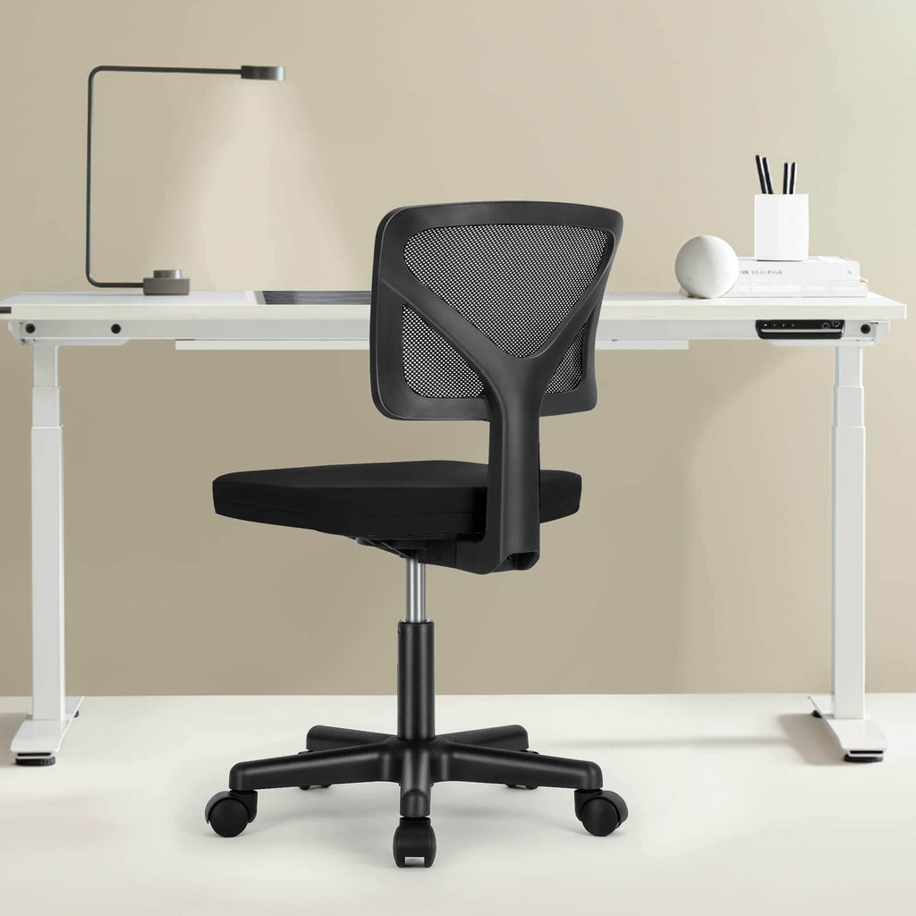 Low-Back Mesh Armless Office Chair,Swivel Rolling Computer Chair No Arms with Lumbar Support