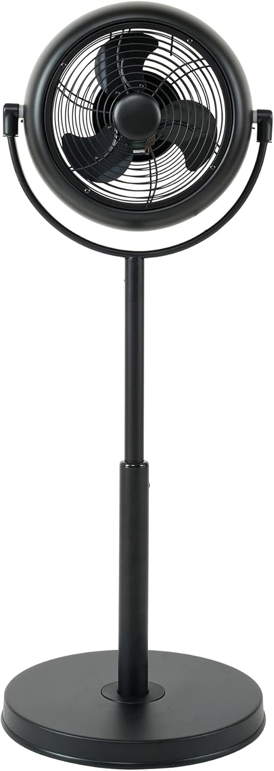 Industrial Retro Pedestal Fan, 360° Rotatable Stand Fan, 3 Speed Adjustable, Adjustable Height Pedestal Stand Fan