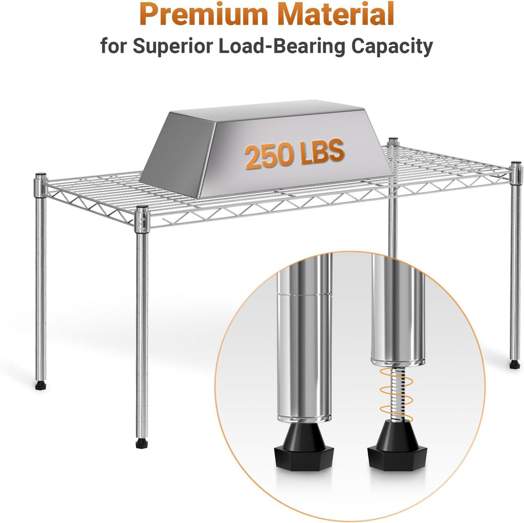 1-Tier Shelving Unit, 29.92" W x 13.78" D x 14.96" H Steel Organizer Wire Rack, Chrome
