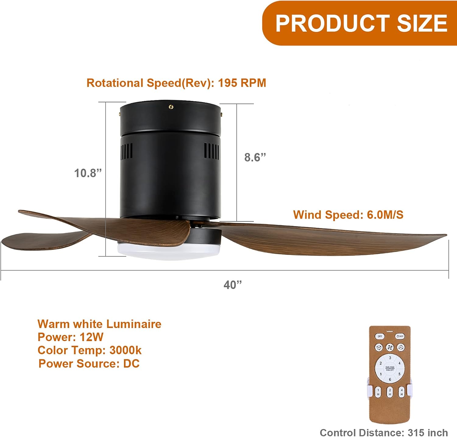 Ceiling Fans with Lights and Remote, Outdoor Ceiling Fans for Patios with Light, Easy to Install Ceiling Fan with Reversible Motor and Wooden Blade for All Seasons