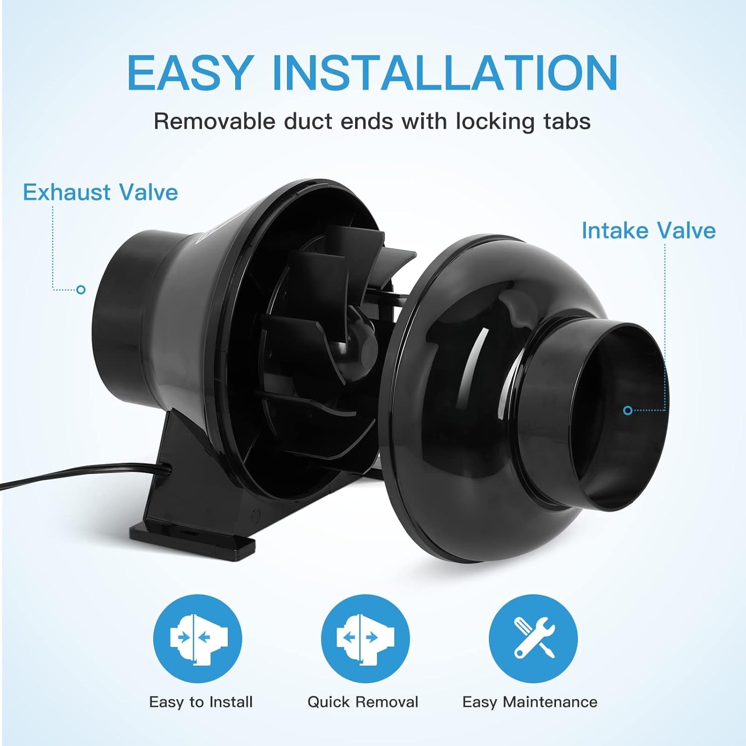 4 Inch 230 CFM Inline Fan Circulation Vent Blower, Air Carbon Filter, 8 Feet Ducting for Grow Tent Ventilation, Black