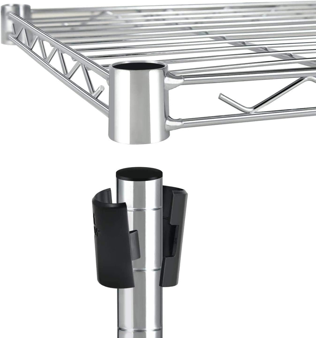 Heavy Duty 5-Tier Storage Shelving Unit, 35.83" W x 13.98" D x 61.02" H, 1250 Lbs Loading Capacity, Chrome