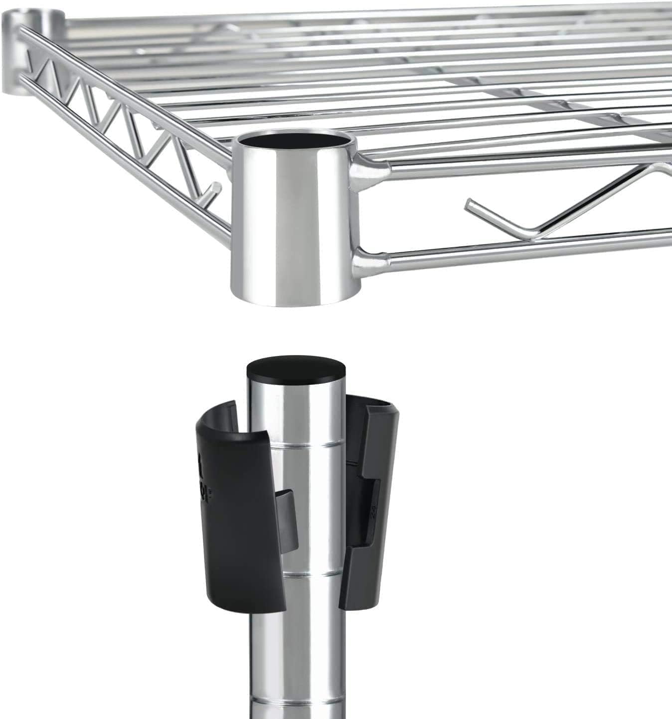 Heavy Duty 5-Tier Storage Shelving Unit, 35.83" W x 13.98" D x 61.02" H, 1250 Lbs Loading Capacity, Chrome