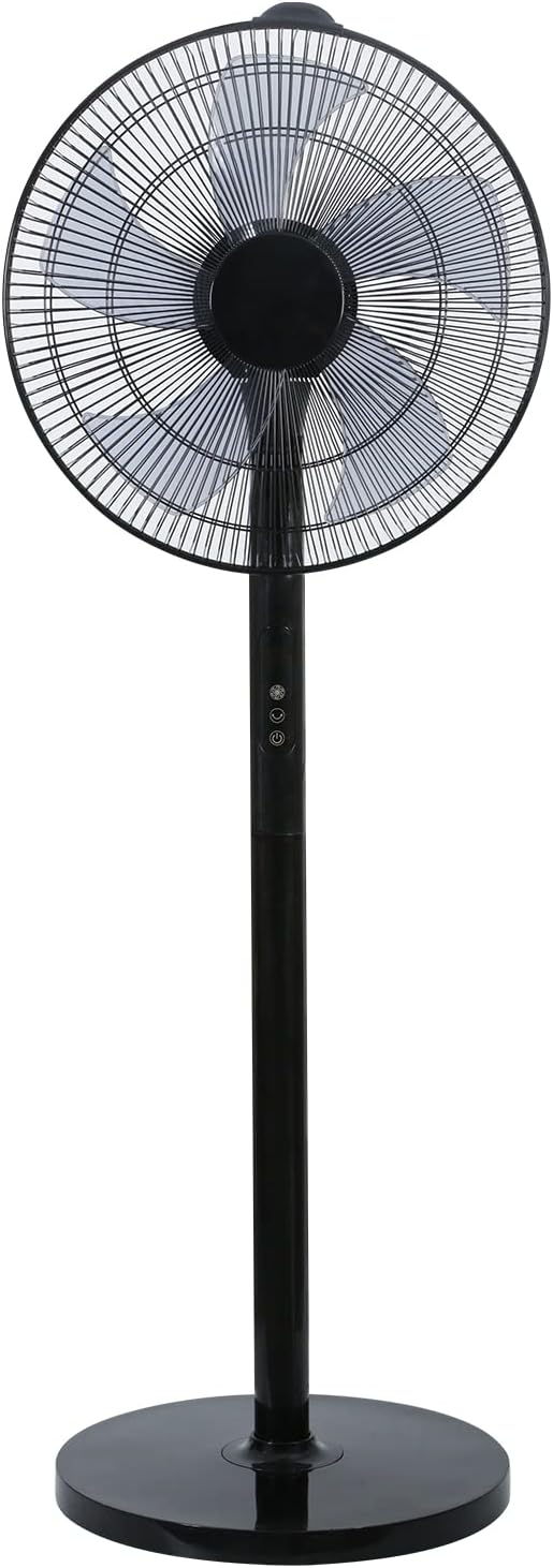 16 Inches Stand Fan with Pedestal Base, Height Adjustable Pedestal Fan with Remote Control, Free Standing Fan with 90-Degree Oscillating 12-Speed Settings, Black