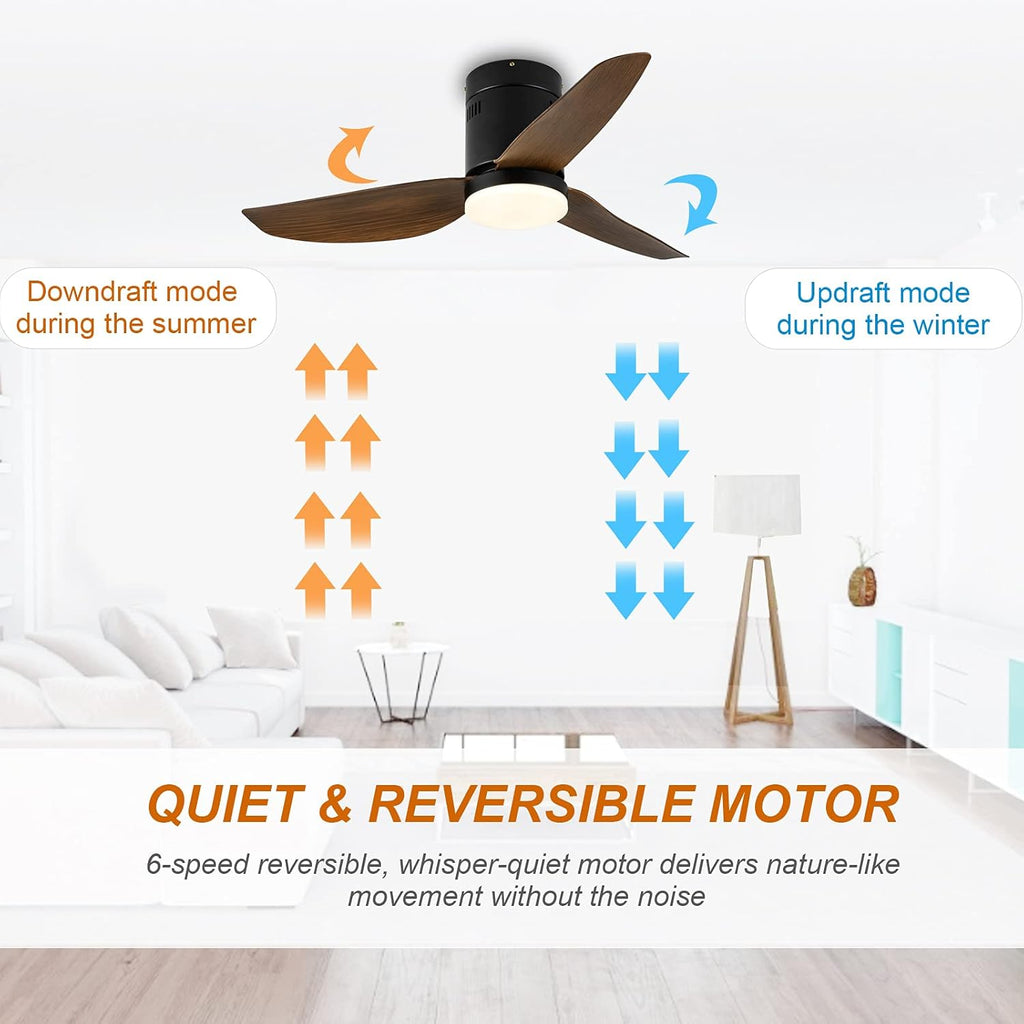 Ceiling Fans with Lights and Remote, Outdoor Ceiling Fans for Patios with Light, Easy to Install Ceiling Fan with Reversible Motor and Wooden Blade for All Seasons