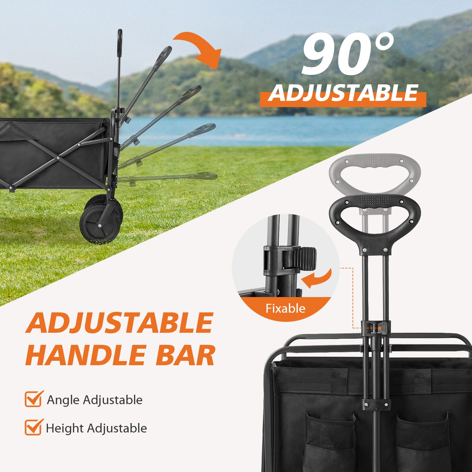 Collapsible Folding Wagon Cart, Camping & Shopping, Heavy Duty Utility Wagon with All-Terrain Wheels