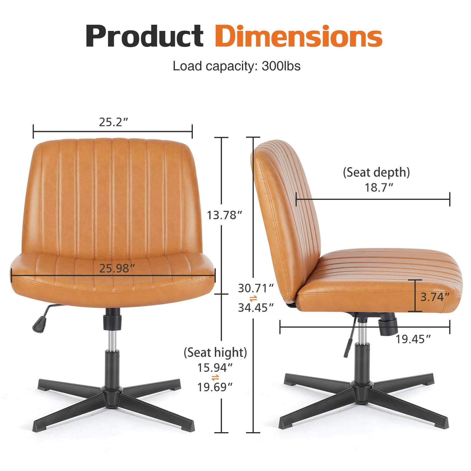 Cross-Legged Chair,No Wheels Armless Swivel Home Office Chair