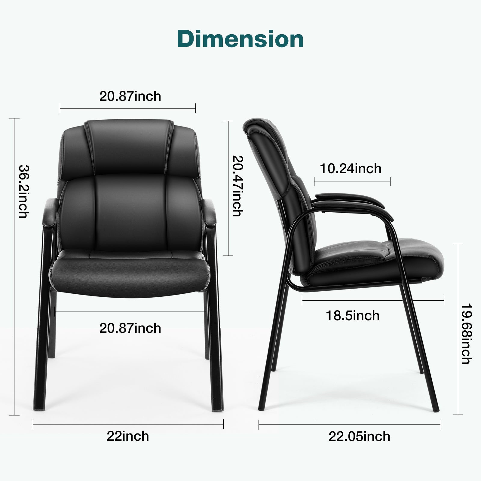 PU Leather Conference Room Reception Chairs with Padded Arms,No Wheels Executive Office Chair