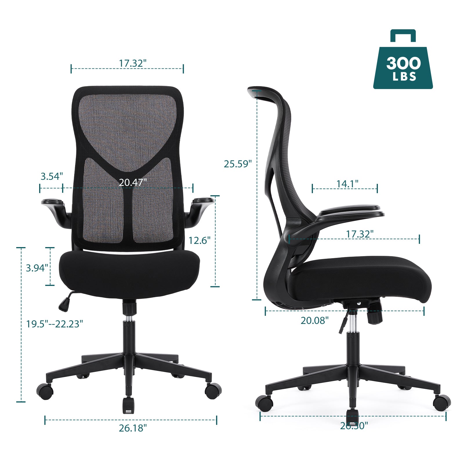 Ergonomic Computer Mesh Chair with Flip-up Armrests,Lumbar Support, Backrest for Home Office