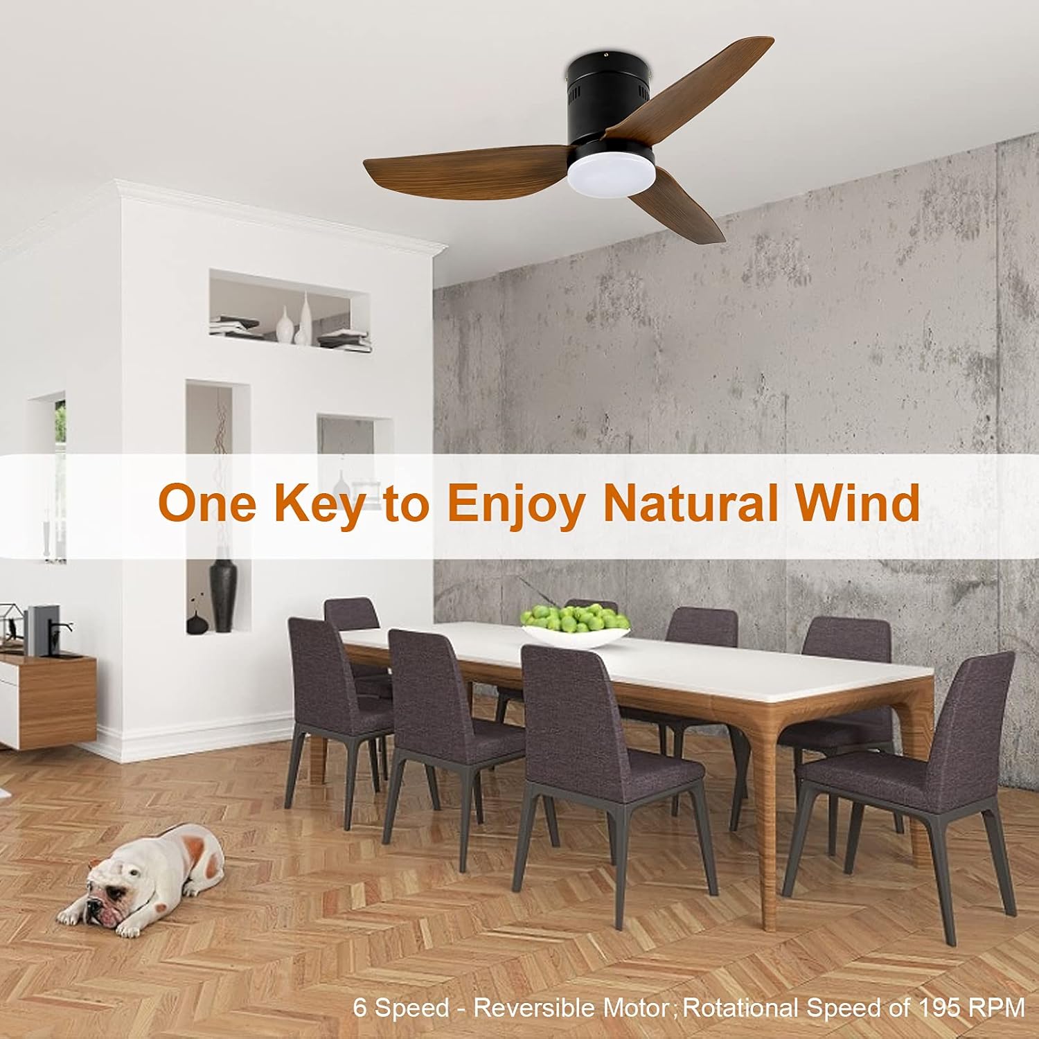 Ceiling Fans with Lights and Remote, Outdoor Ceiling Fans for Patios with Light, Easy to Install Ceiling Fan with Reversible Motor and Wooden Blade for All Seasons