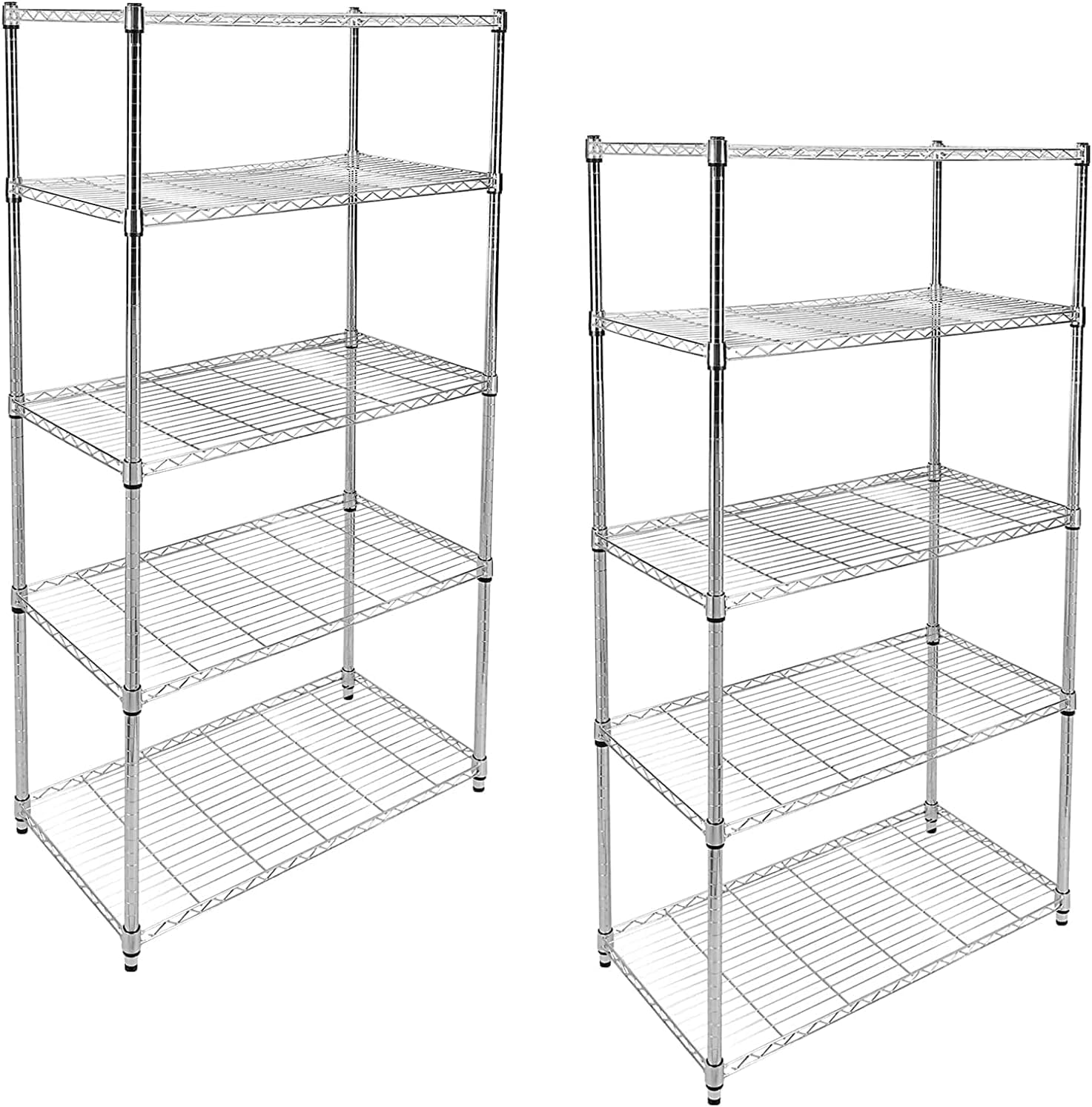 Heavy Duty 5-Tier Storage Shelving Unit, 35.83" W x 13.98" D x 61.02" H, 1250 Lbs Loading Capacity, Chrome