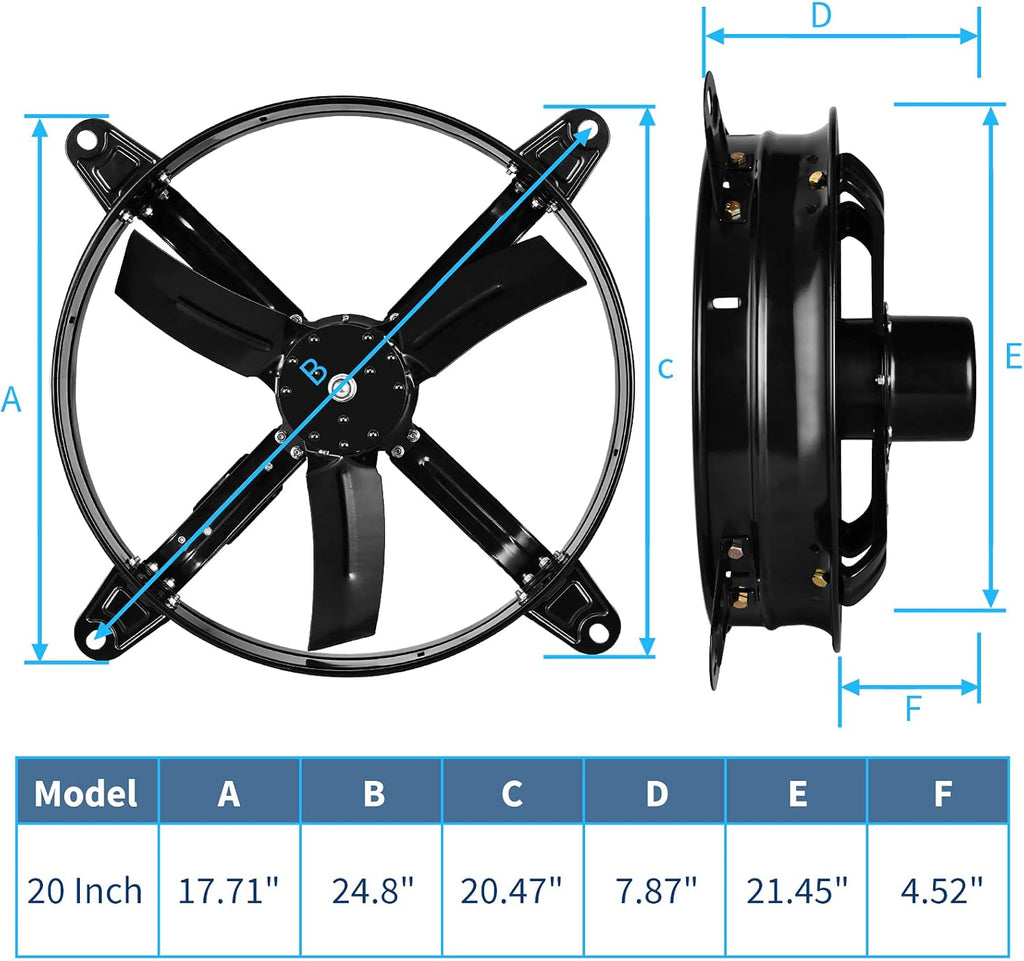 Mount Fan Attic Gable Ventilator with Adjustable Temperature Thermostat, Black