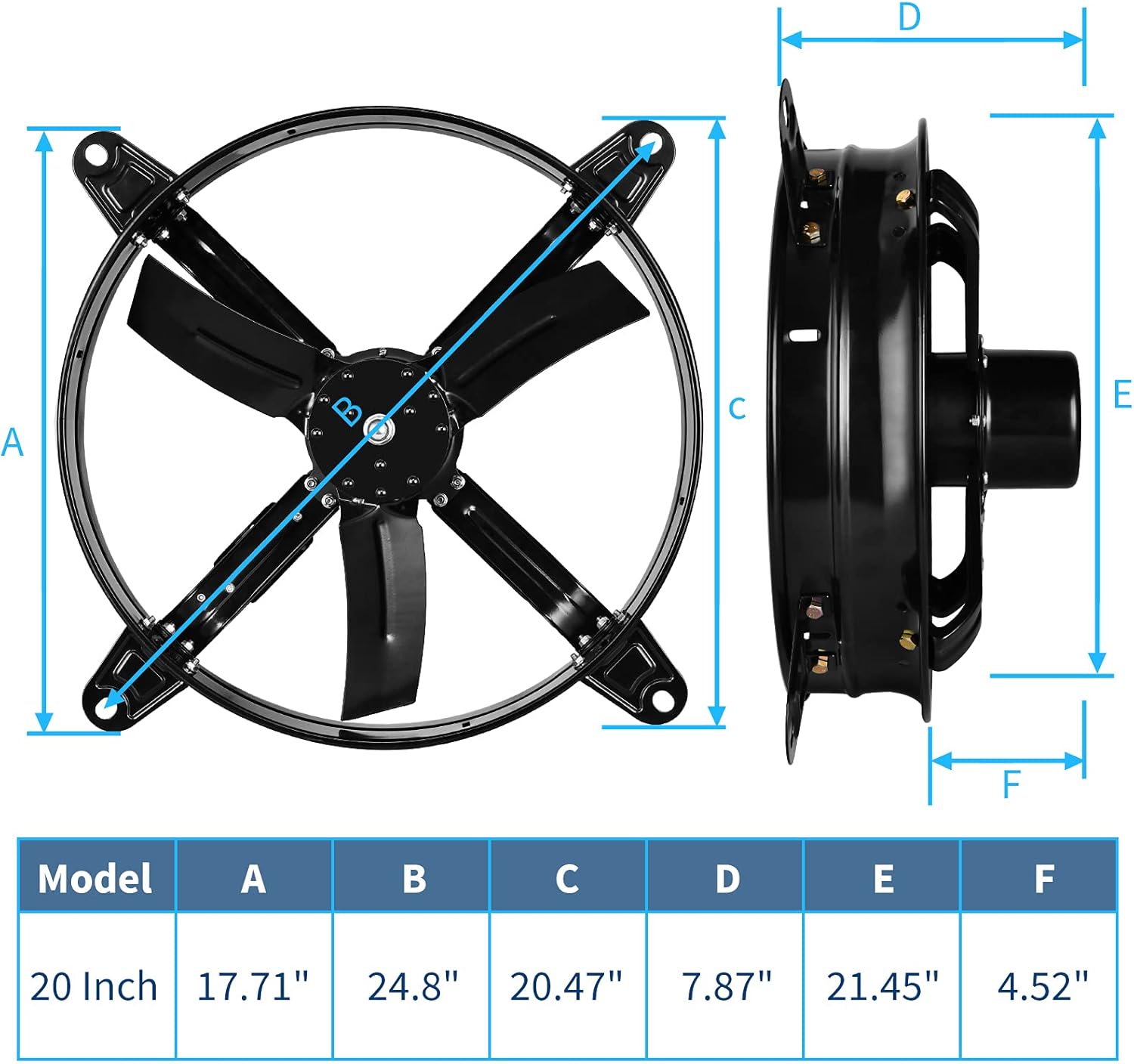 Mount Fan Attic Gable Ventilator with Adjustable Temperature Thermostat, Black