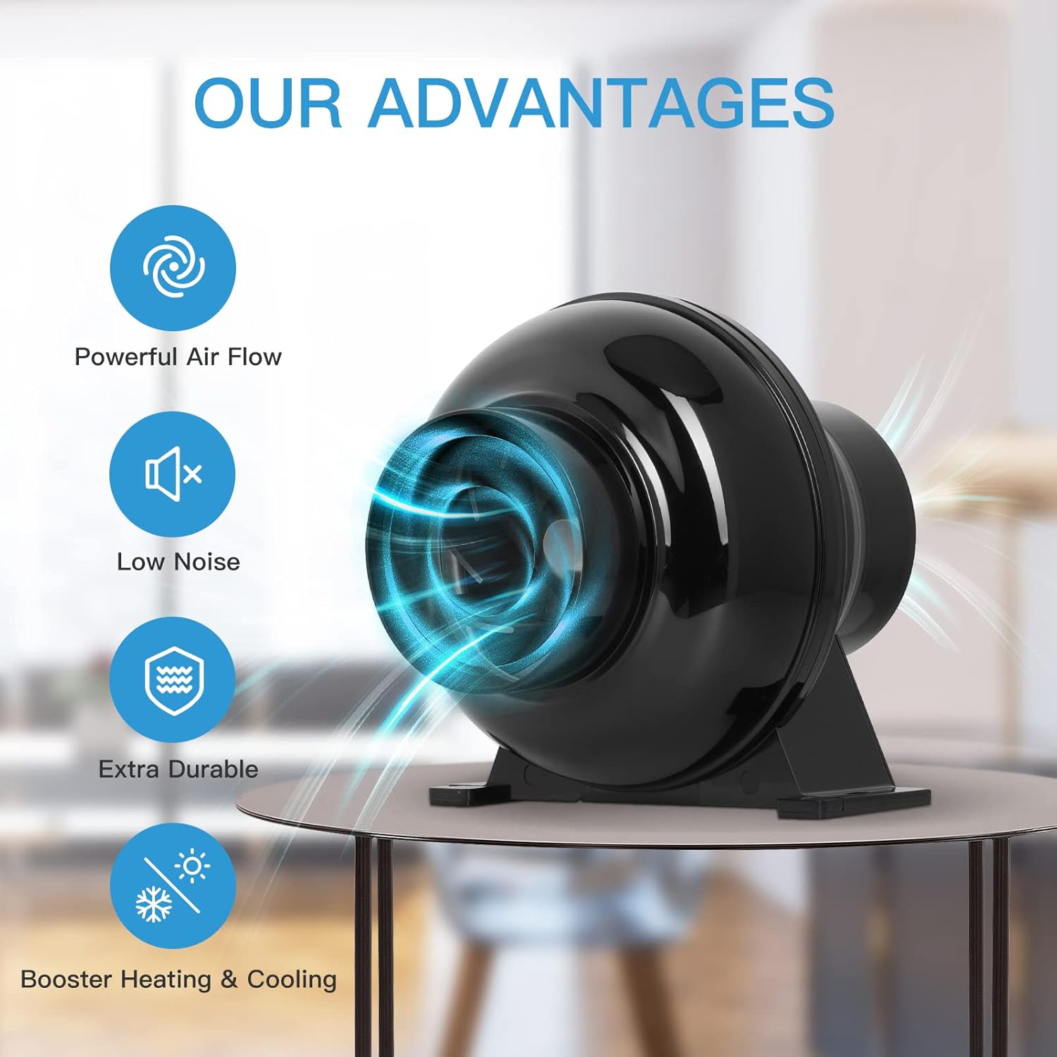 4 Inch 230 CFM Inline Fan Circulation Vent Blower, Air Carbon Filter, 8 Feet Ducting for Grow Tent Ventilation, Black