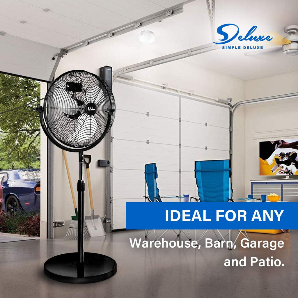 Pedestal Standing Fan, High Velocity, Heavy Duty Metal For Industrial, Commercial, Residential, Greenhouse Use, Black
