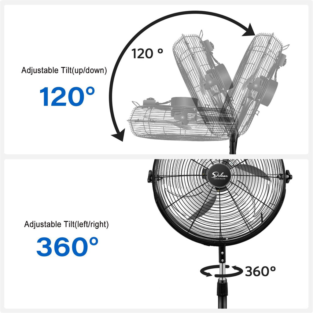 Pedestal Standing Fan, High Velocity, Heavy Duty Metal For Industrial, Commercial, Residential, Greenhouse Use, Black