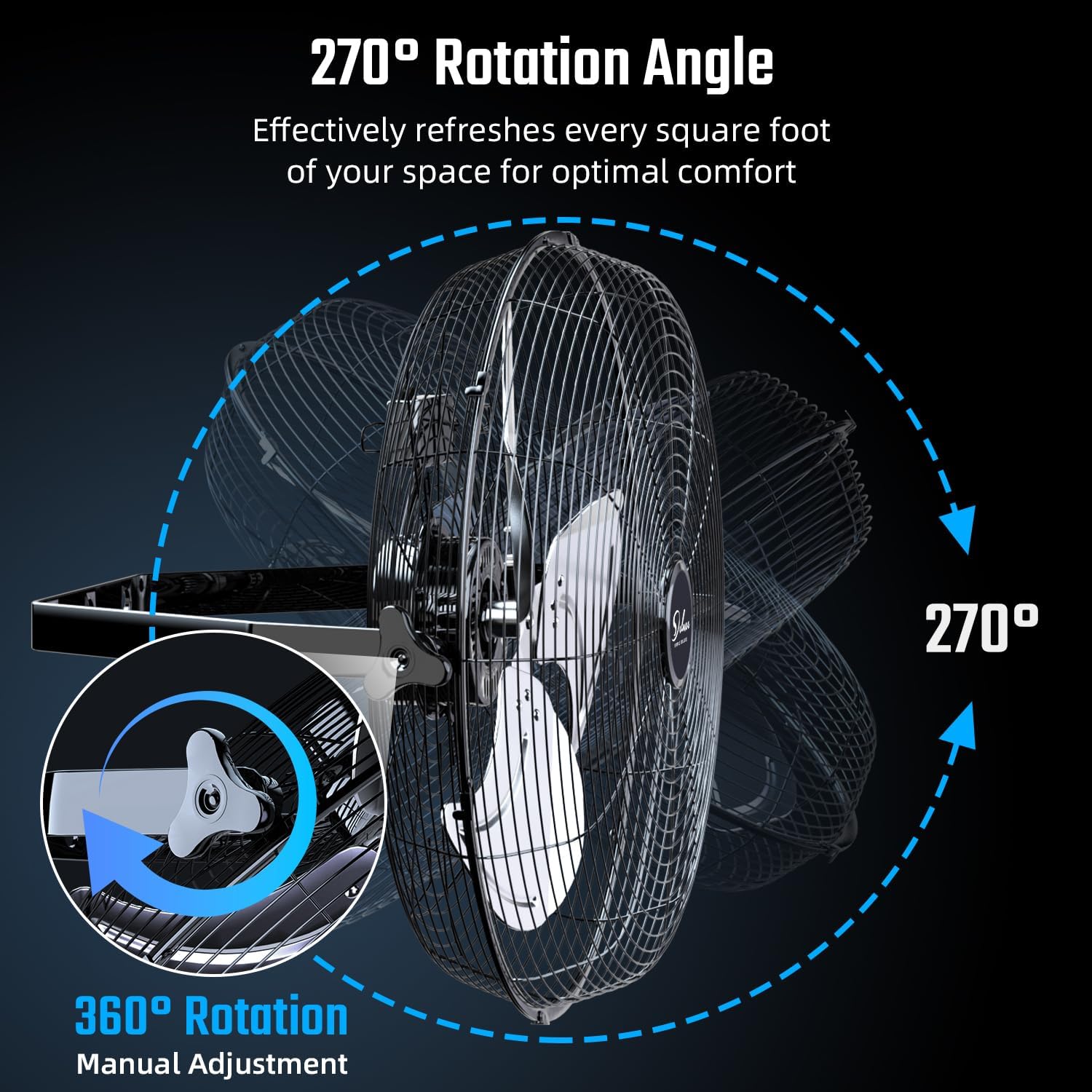 20/24 Inch High Velocity 3 Speed, Black Wall-Mount Fan