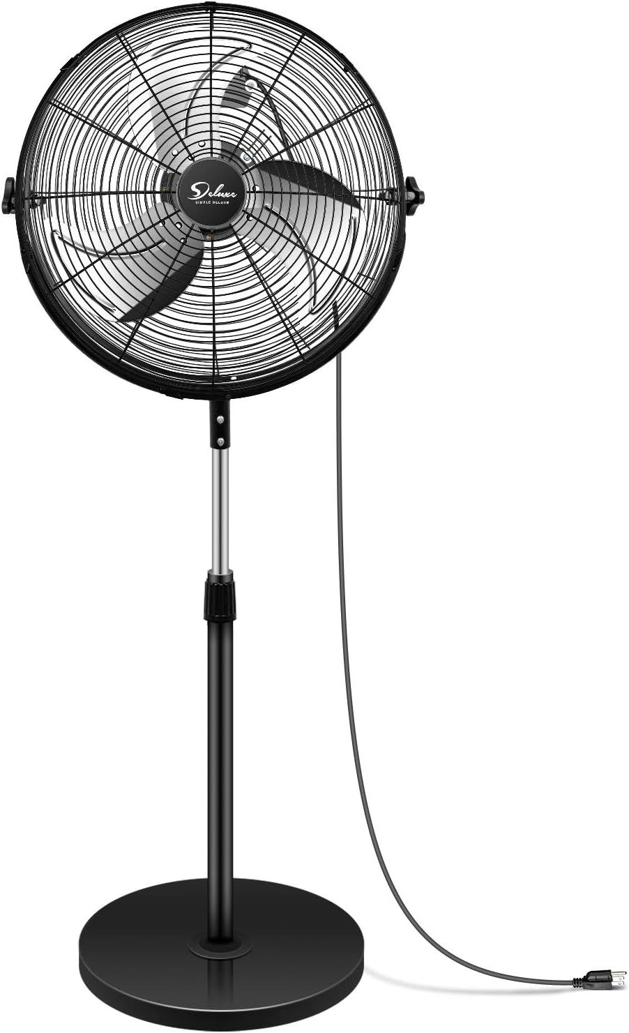Pedestal Standing Fan, High Velocity, Heavy Duty Metal For Industrial, Commercial, Residential, Greenhouse Use, Black