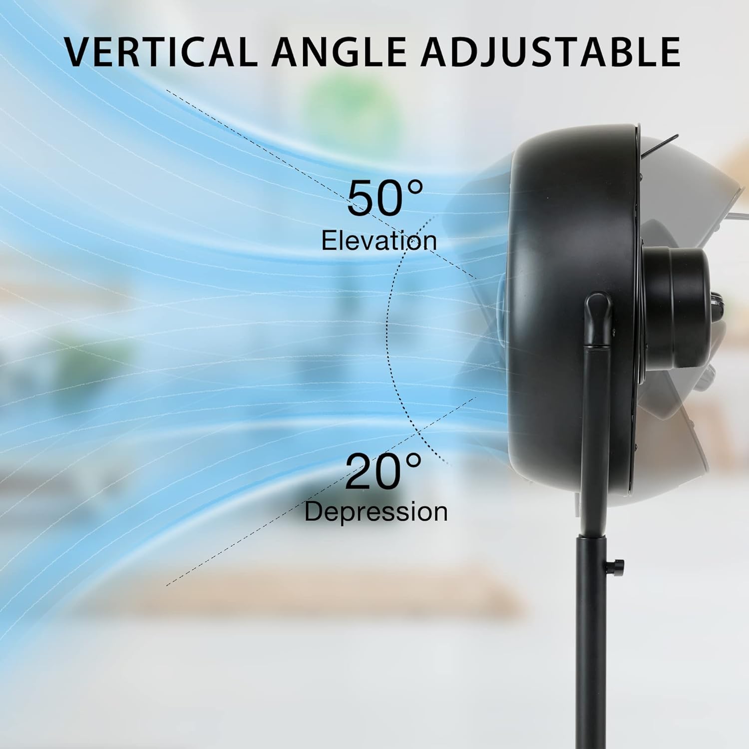 Industrial Retro Pedestal Fan, 360° Rotatable Stand Fan, 3 Speed Adjustable, Adjustable Height Pedestal Stand Fan