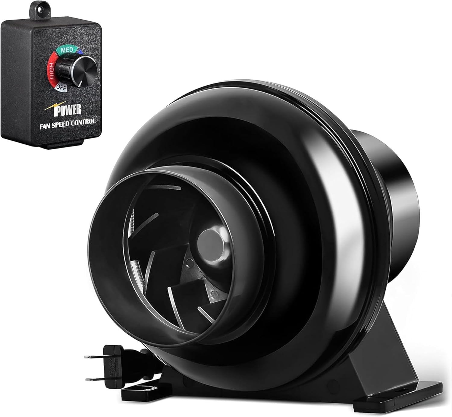 4 Inch 195 CFM Inline Duct Ventilation Fan with Variable Speed Controller, Air Circulation Vent Blower for Hydroponics Grow Tent and Greenhouse Use, Black